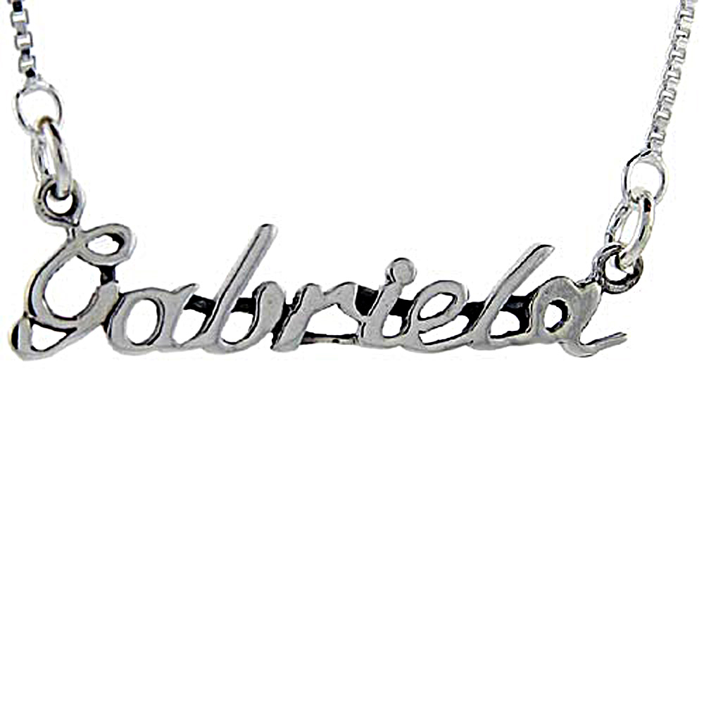 Sterling Silver Name Necklace Gabriela 3/8 Inch, 17 Inches Long