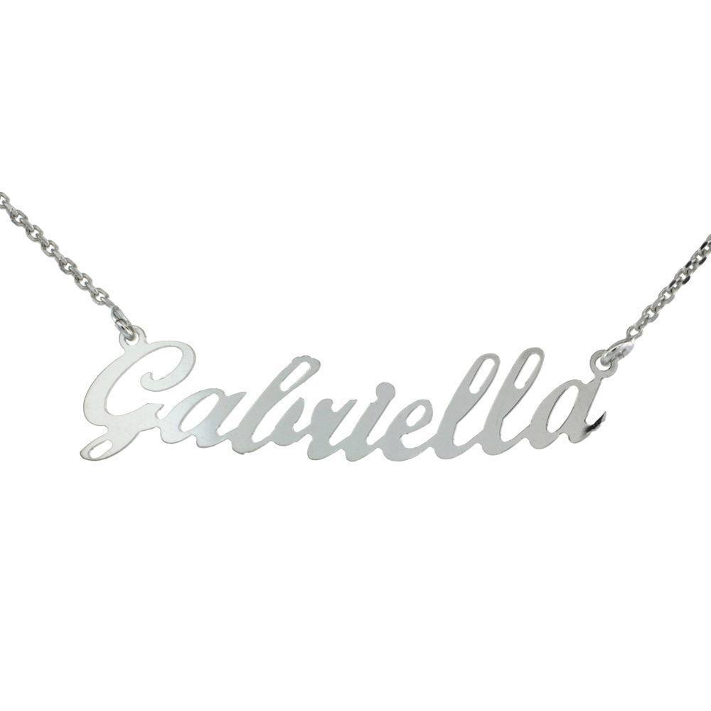 Sterling Silver Name Necklace Gabriella Name Pendant, 16 In. Cable Chain Necklace 