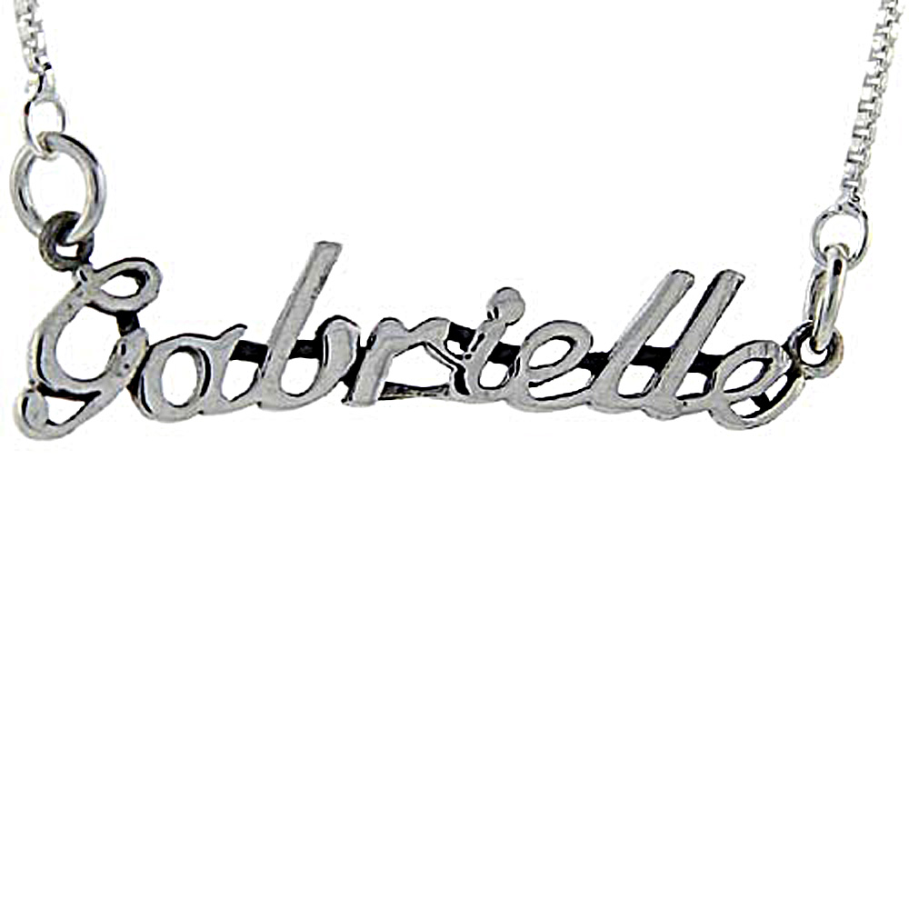 Sterling Silver Name Necklace Gabrielle 3/8 Inch, 17 Inches Long