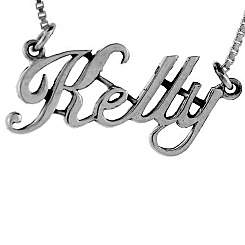 Sterling Silver Name Necklace Kelly 3/8 Inch, 17 Inches Long