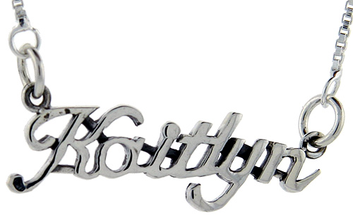 Sterling Silver Name Necklace Kaitlyn 3/8 Inch, 17 Inches Long