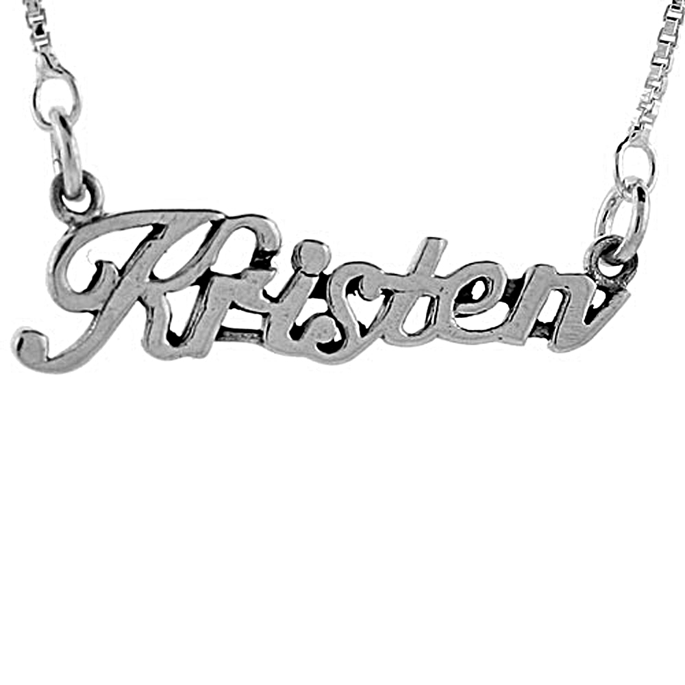 Sterling Silver Name Necklace Kirsten 3/8 Inch, 17 Inches Long