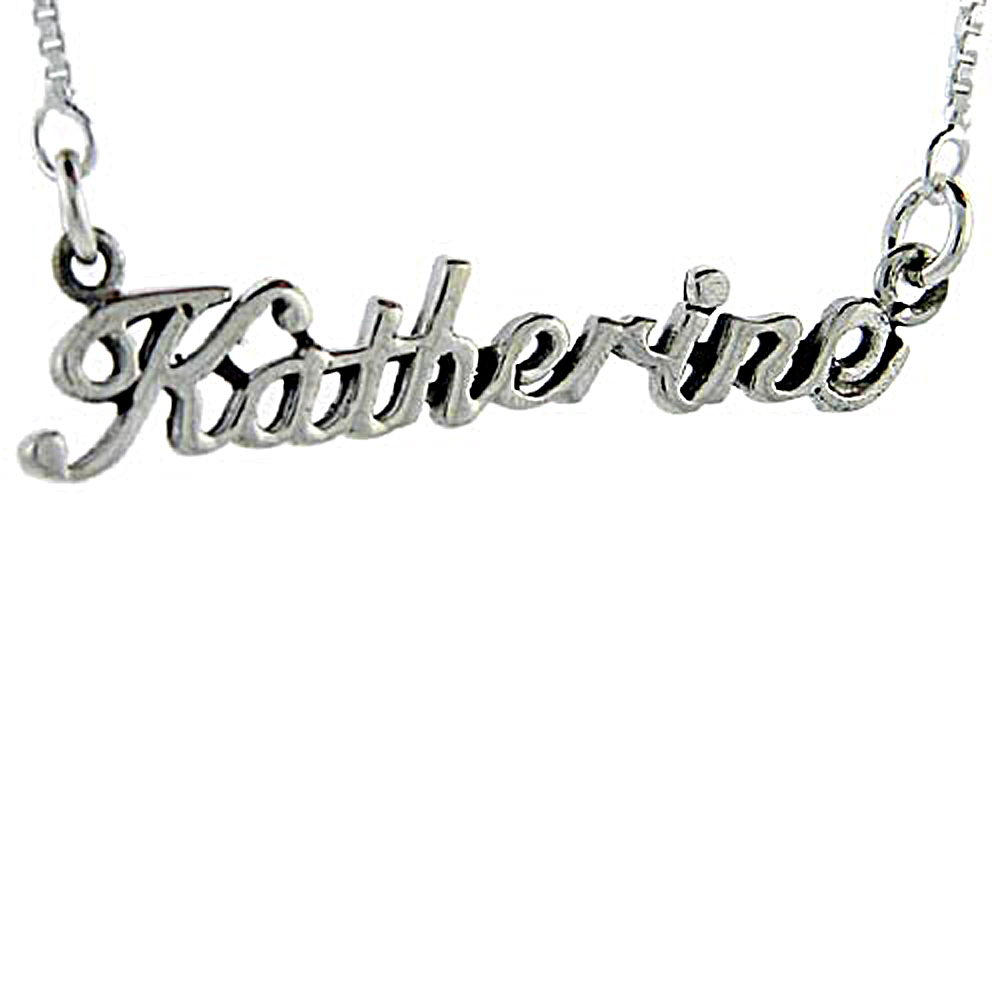 Sterling Silver Name Necklace Katherine 3/8 Inch, 17 Inches Long