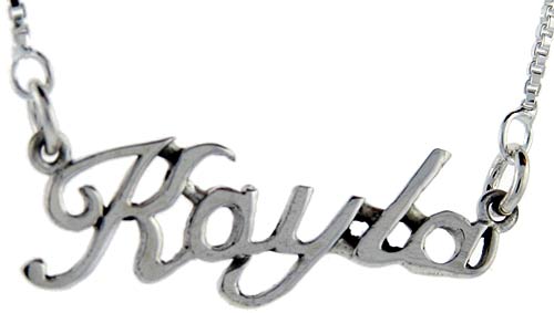 Sterling Silver Name Necklace Kayla 3/8 Inch, 17 Inches Long