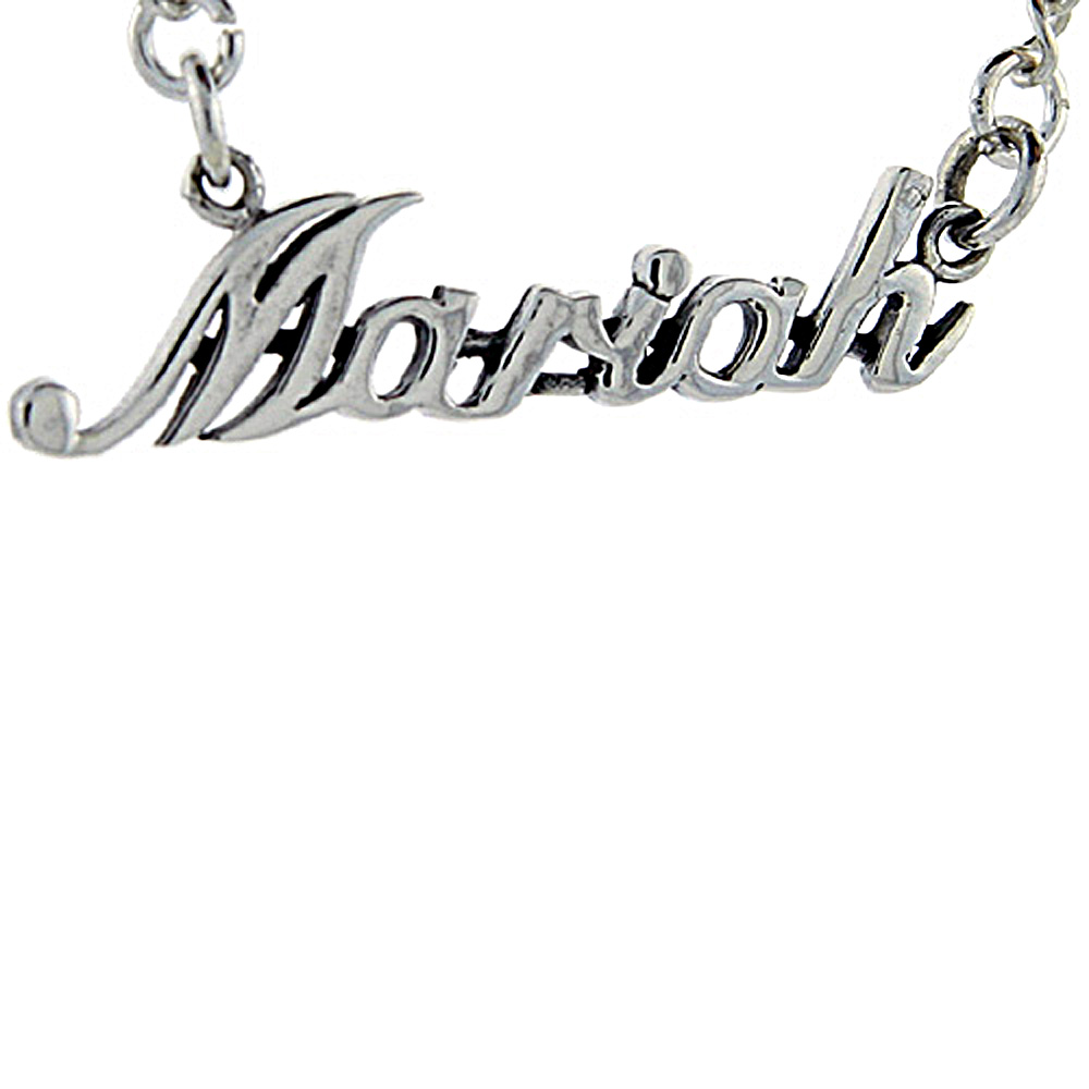 Sterling Silver Name Necklace Mariah 3/8 Inch, 17 Inches Long