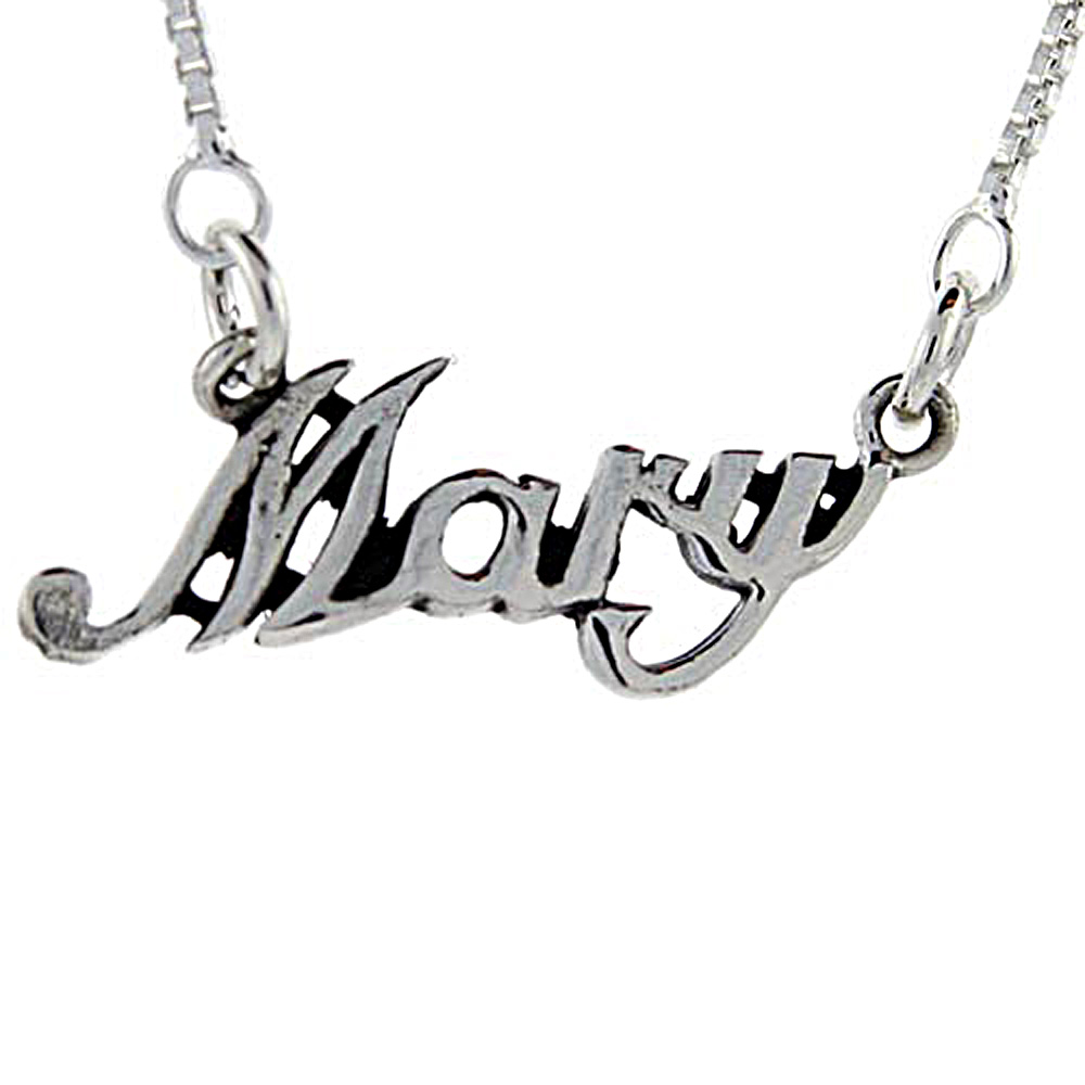Sterling Silver Name Necklace Mary 3/8 Inch, 17 Inches Long