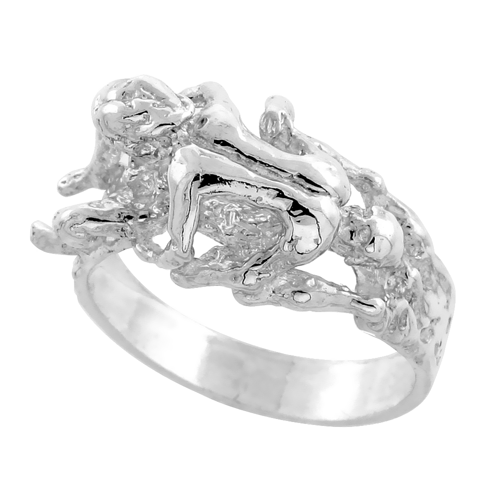 Sterling Silver Fellatio Ring Diamond Cut Finish 1/2 inch wide, sizes 8 - 13