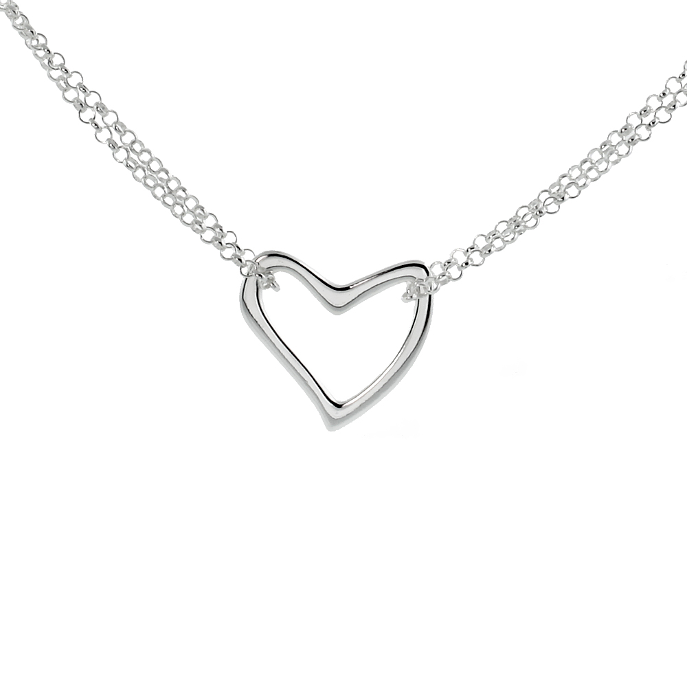  Sterling Silver Small Heart Necklace, 16 inches