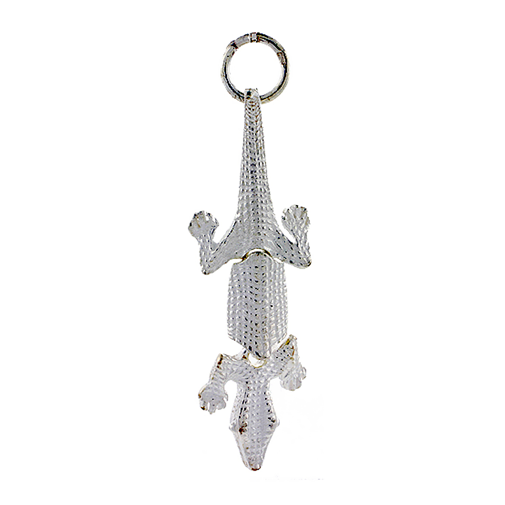 Sterling Silver Large Movable Crocodile Pendant, 2 inches long