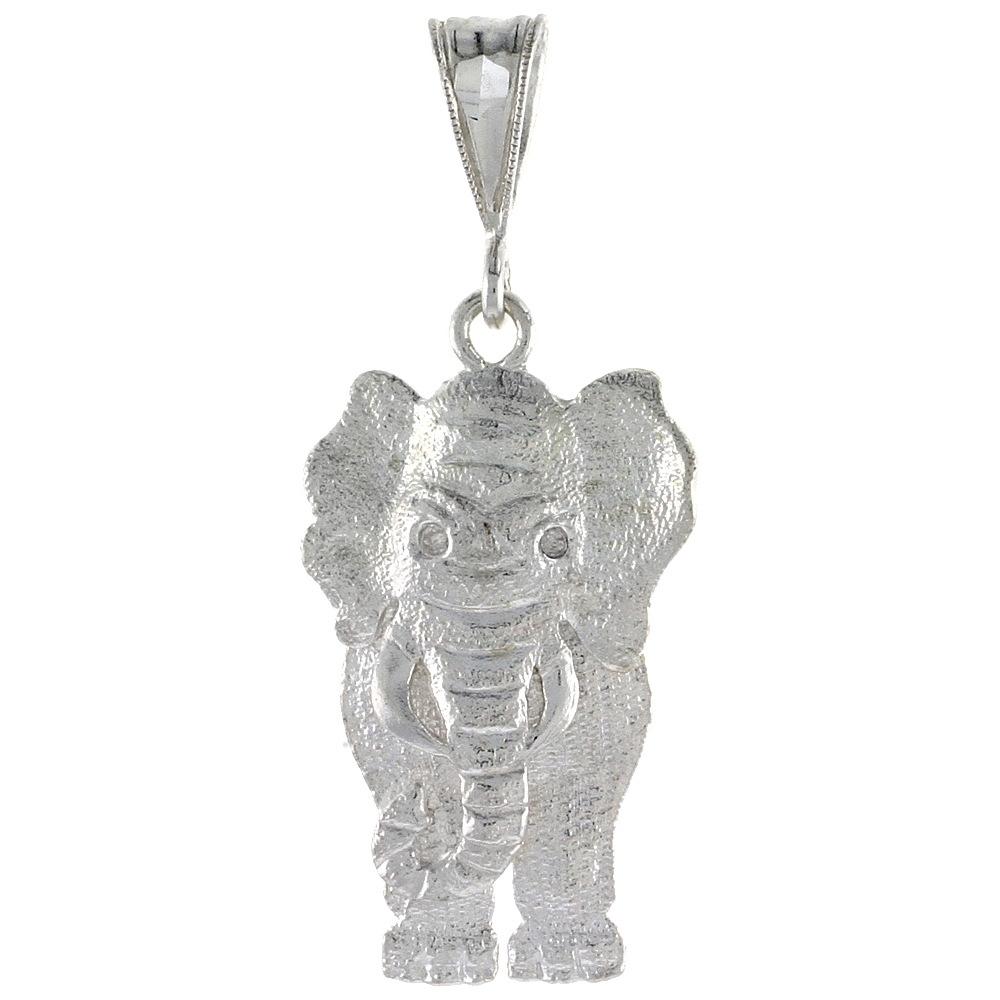 Sterling Silver Large Movable Elephant Pendant, 1 1/8 inch long