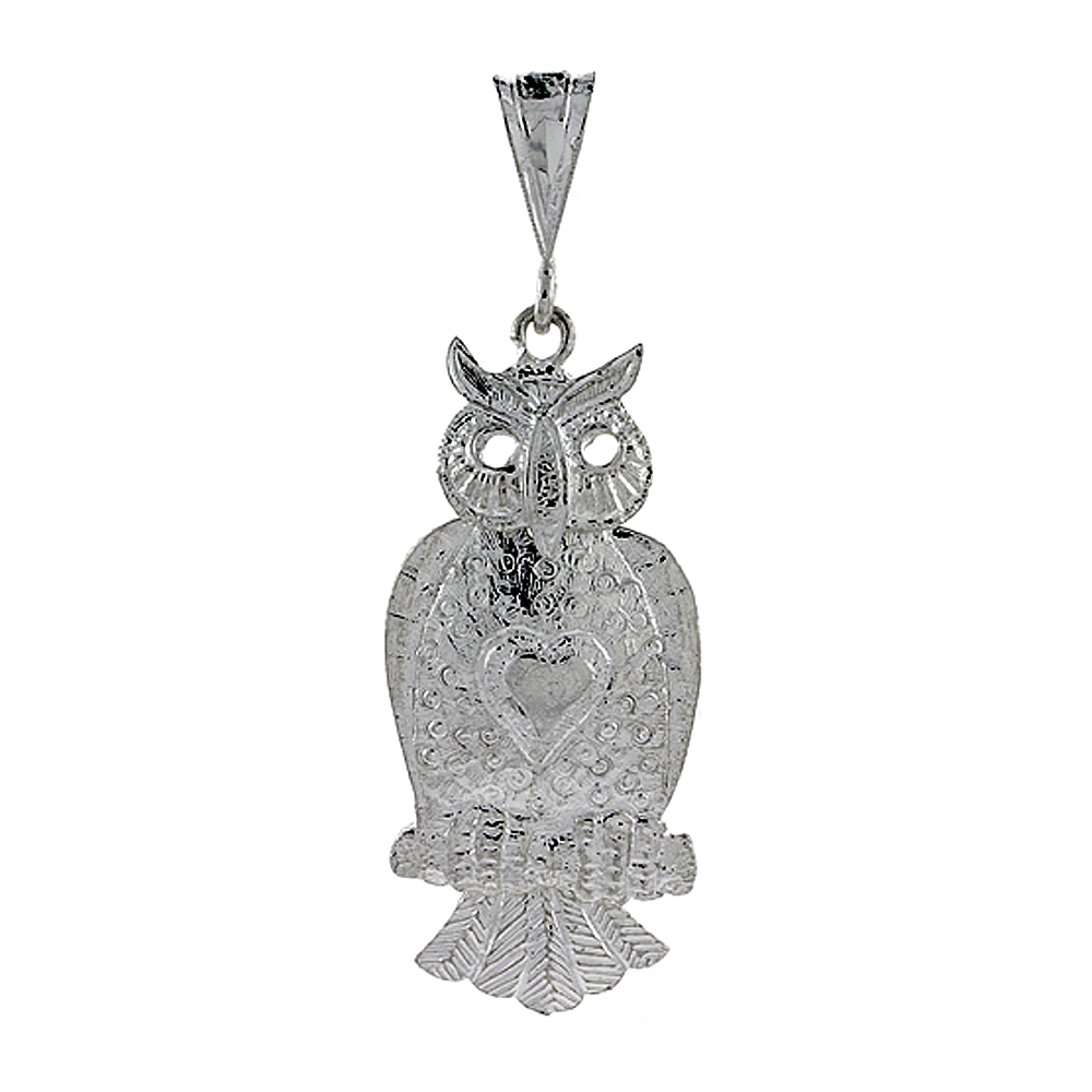Sterling Silver Movable Owl Pendant, 1 7/16 inch long