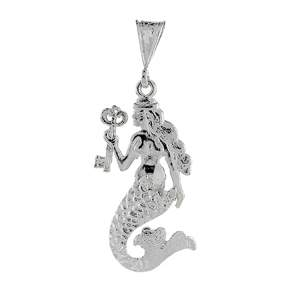 Sterling Silver Movable Mermaid Pendant, 1 3/8 inch long