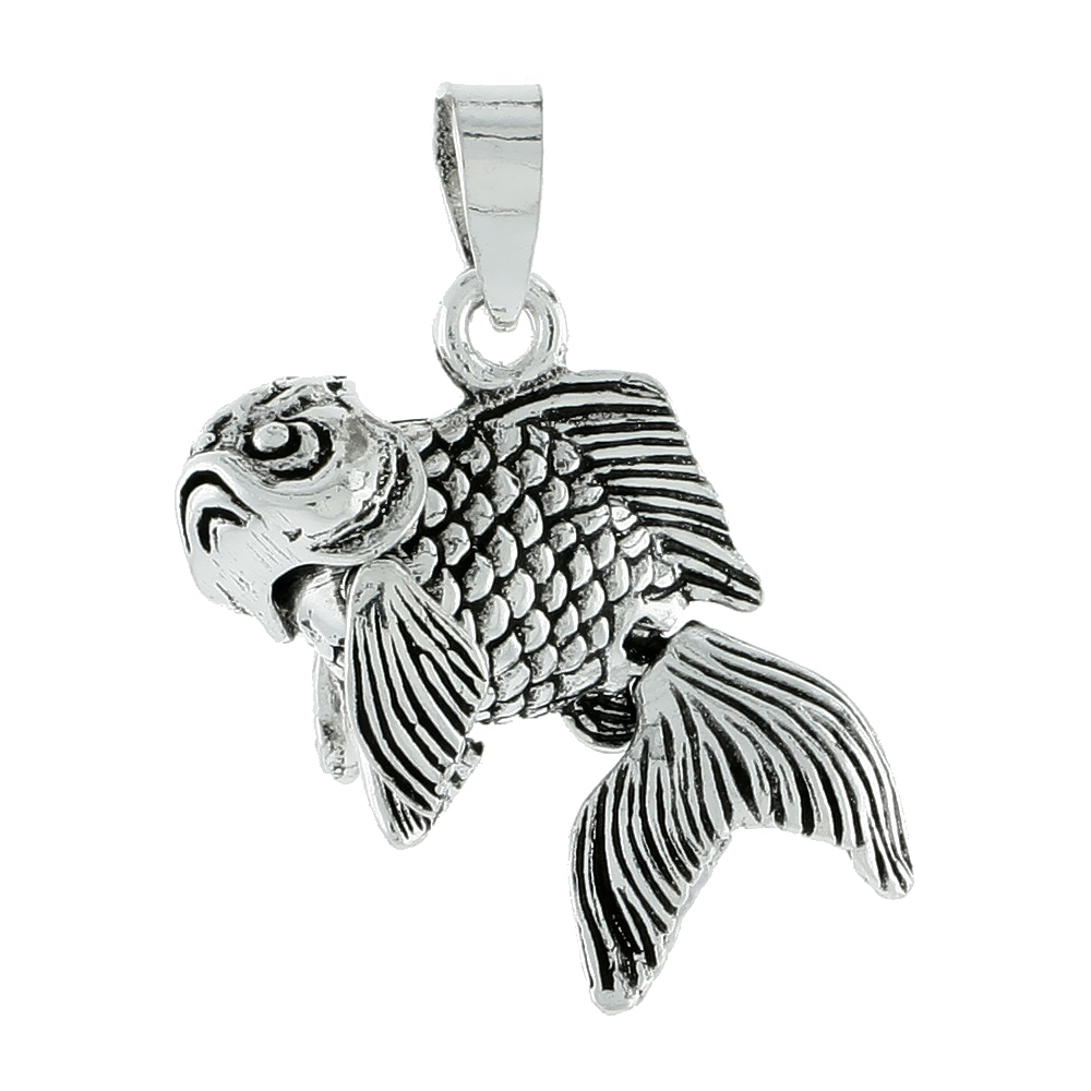 Sterling Silver Movable Fish Pendant, 1 inch long
