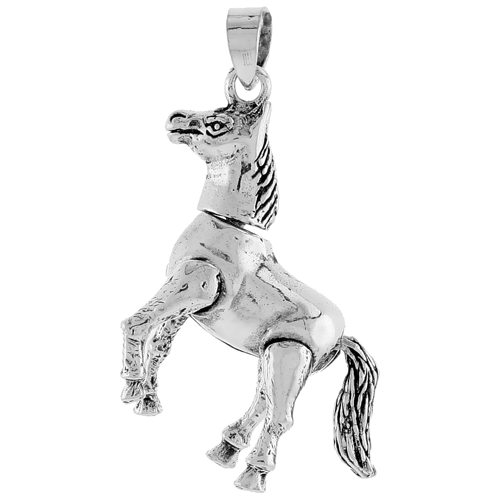 Sterling Silver Movable Horse Pendant, 1 3/16 inch long