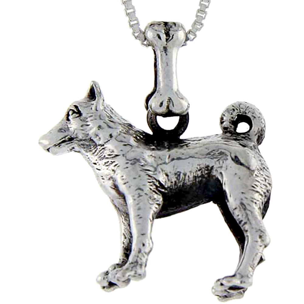 Sterling Silver Norwegian Elkhound Dog Pendant ï¿½