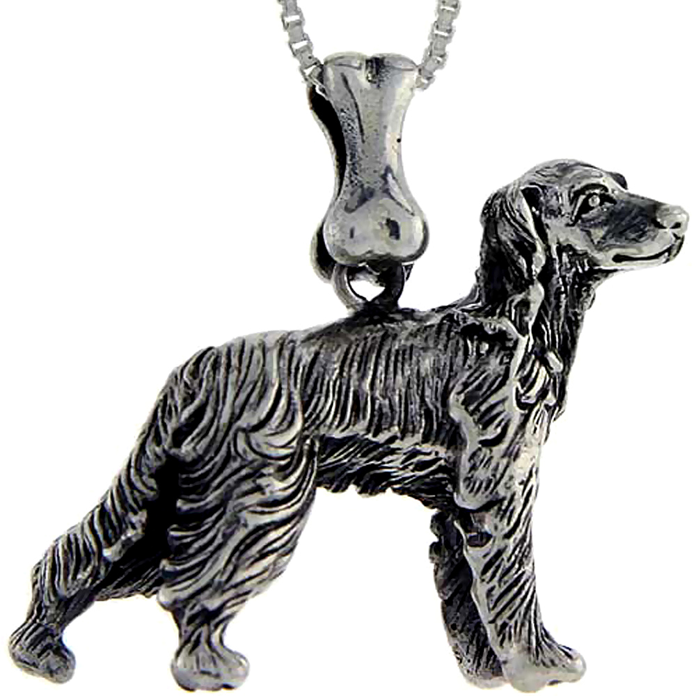 Sterling Silver Setter Dog Pendant �