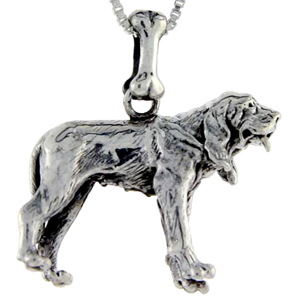 Sterling Silver Bloodhound Dog Pendant �