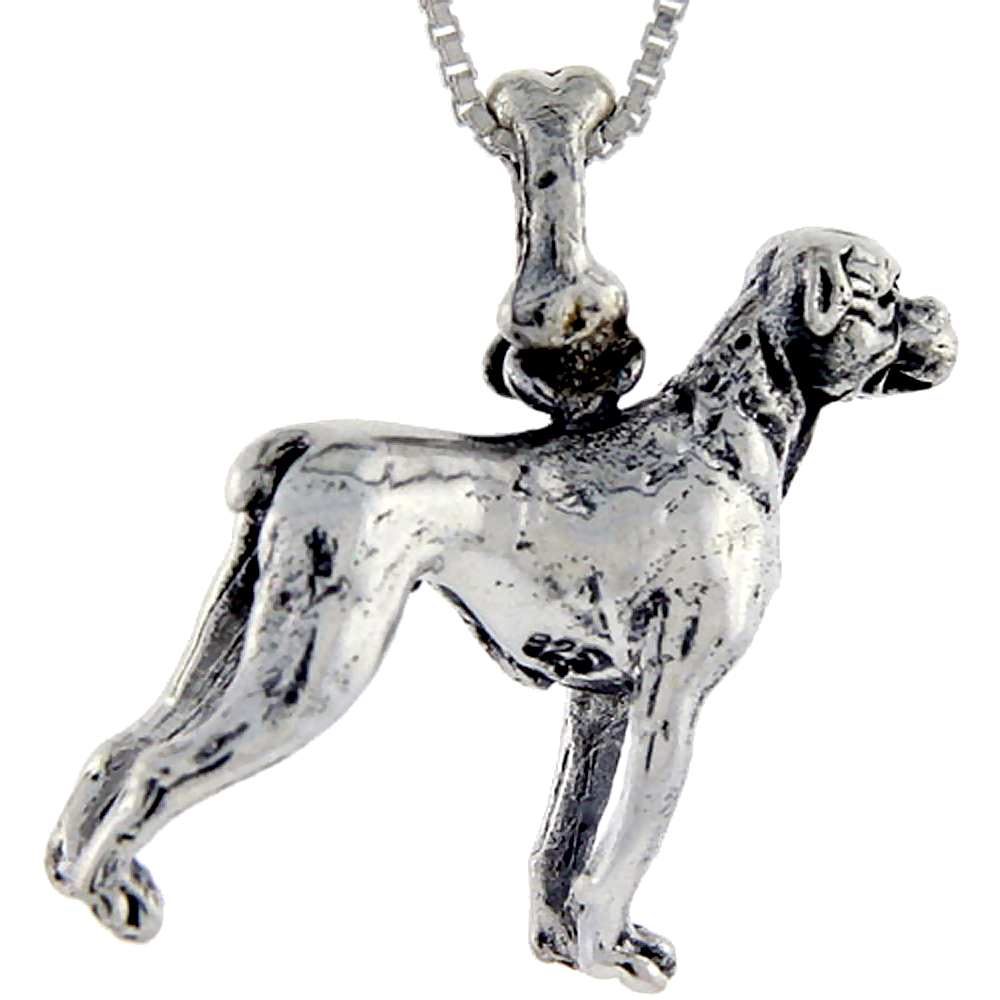 Sterling Silver Boxer Dog Pendant �