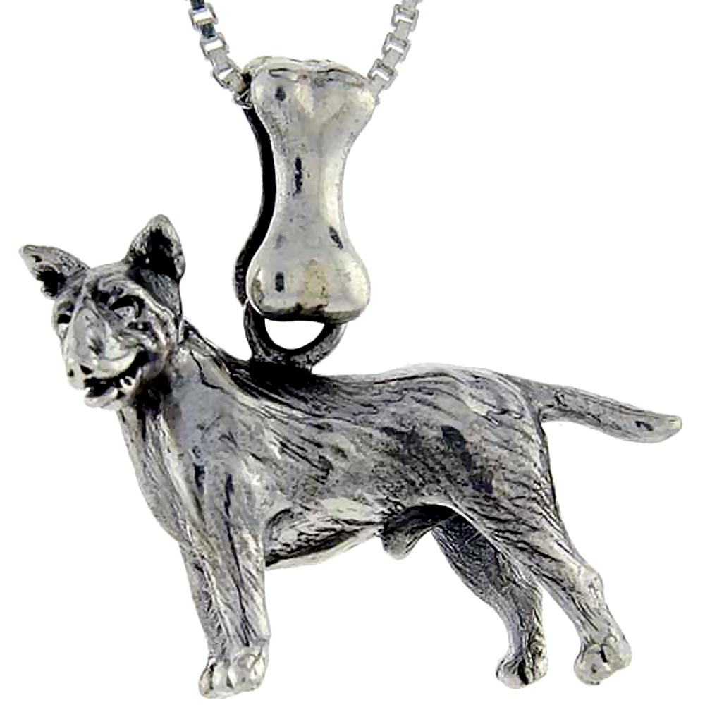 Sterling Silver Bull Terrier Dog Pendant �