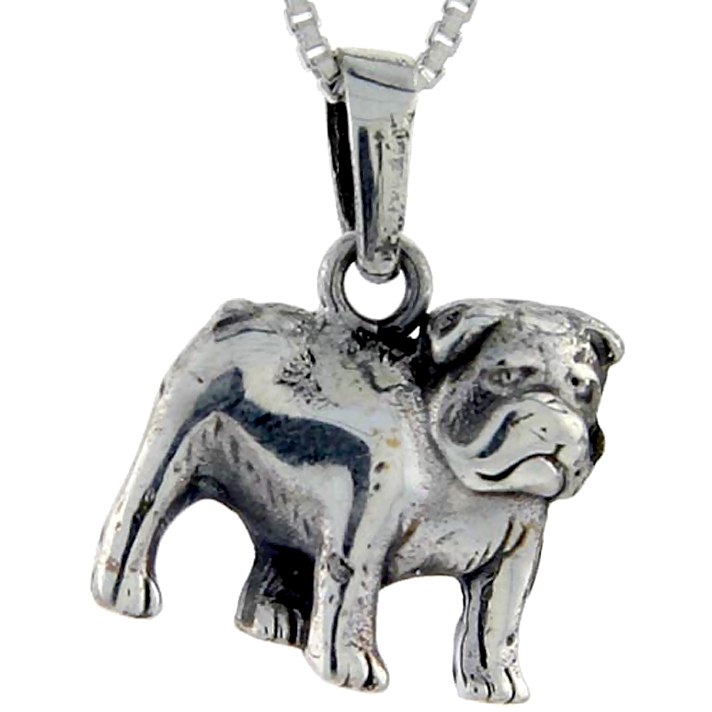 Sterling Silver Bulldog Pendant, 3/4 inch tall