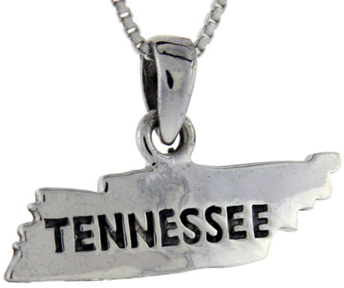 Sterling Silver Tennessee State Map Pendant, 5/8 inch tall 
