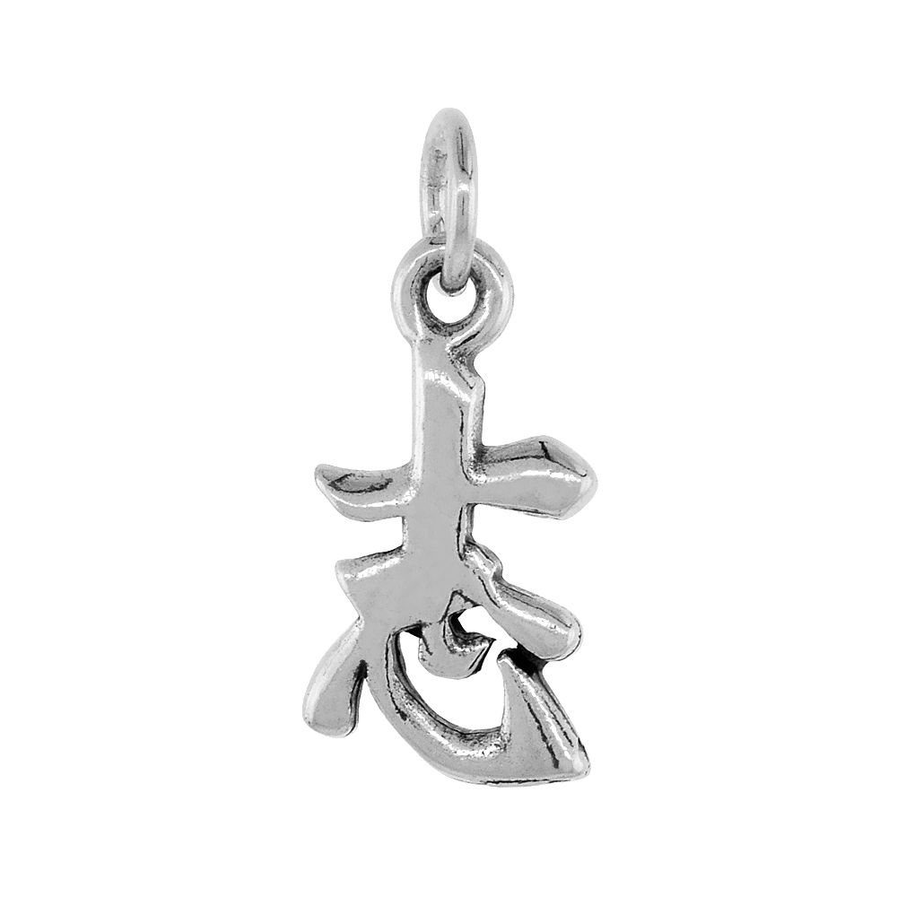 Sterling Silver Chinese Character for DETERMINATION Pendant, 1 inch tall