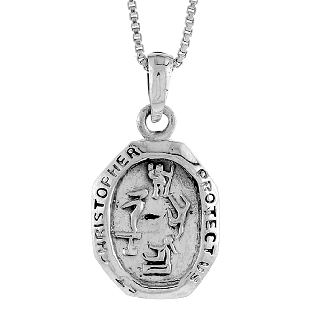 Sterling Silver Saint Christopher Charm for Gymnastics, 1 1/16 inch tall