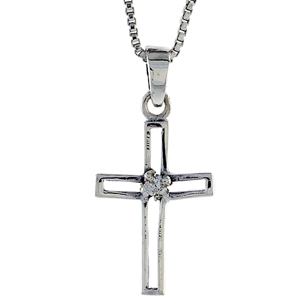 Sterling Silver Cross Cut-out Pendant, 3/4 inch 