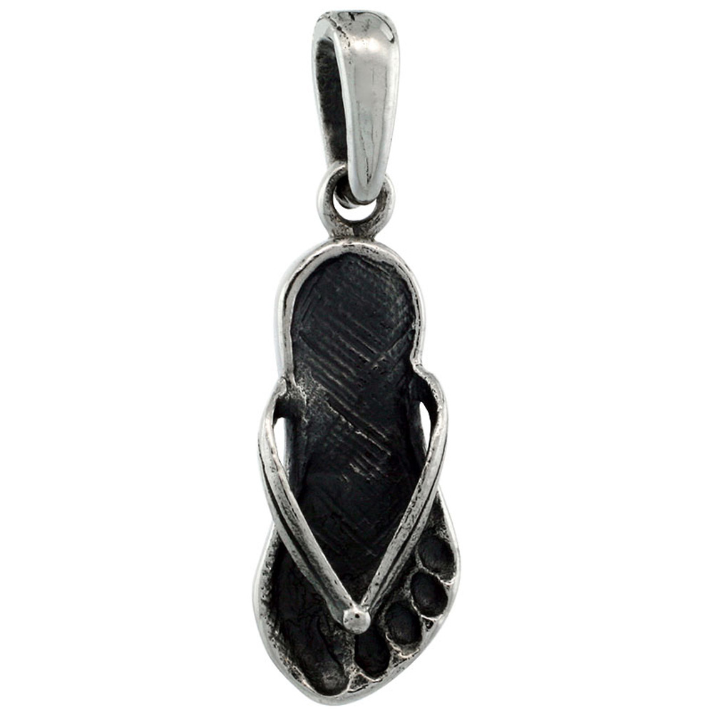 Sterling Silver Flip Flop Pendant, 3/4 inch tall 
