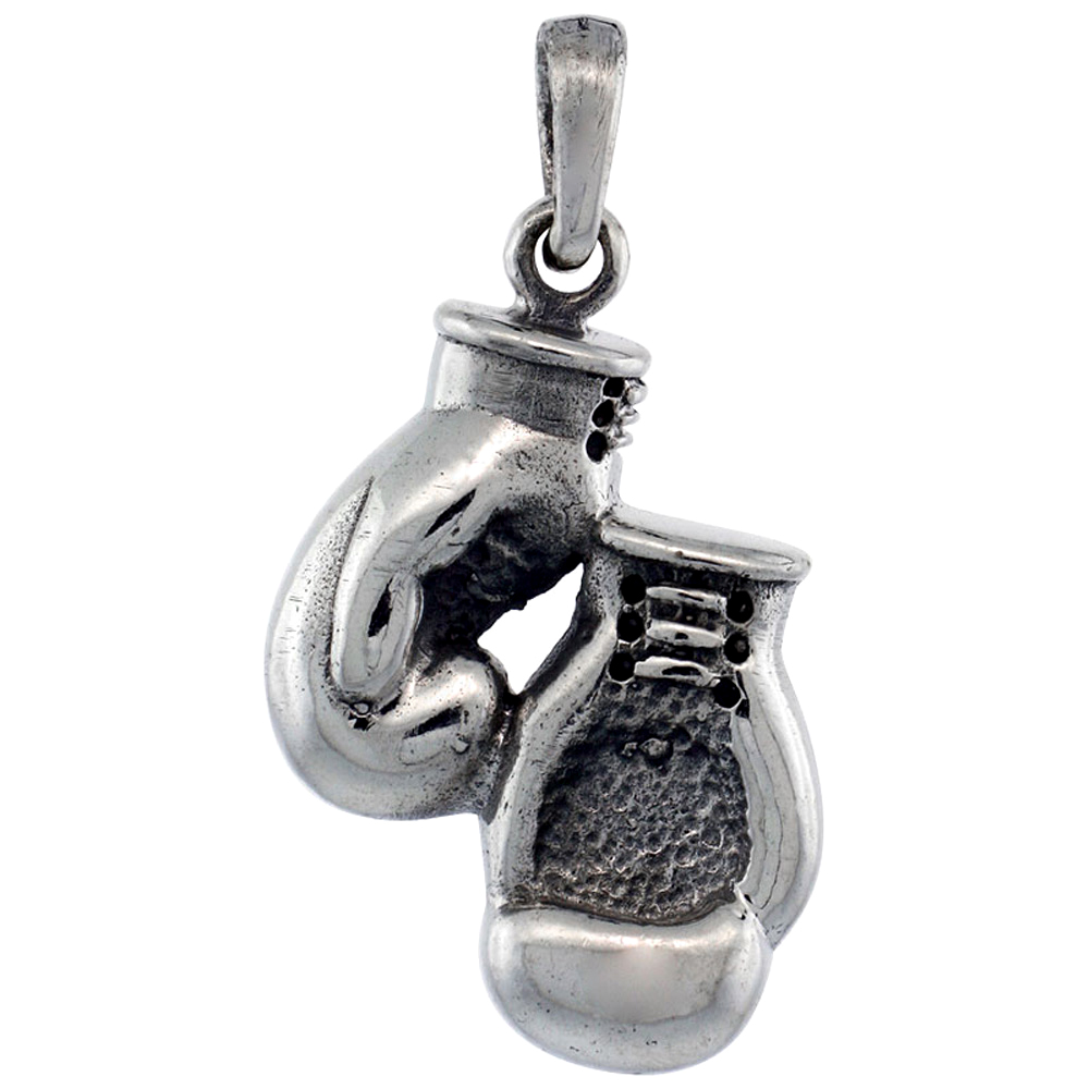 Sterling Silver Boxing Gloves Pendant, 1 inch tall