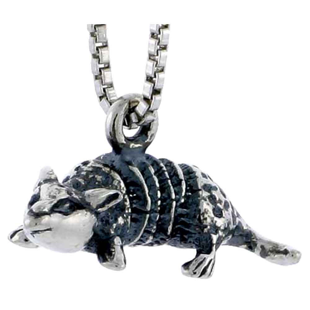 Sterling Silver Armadillo Charm, 3/4 inch wide