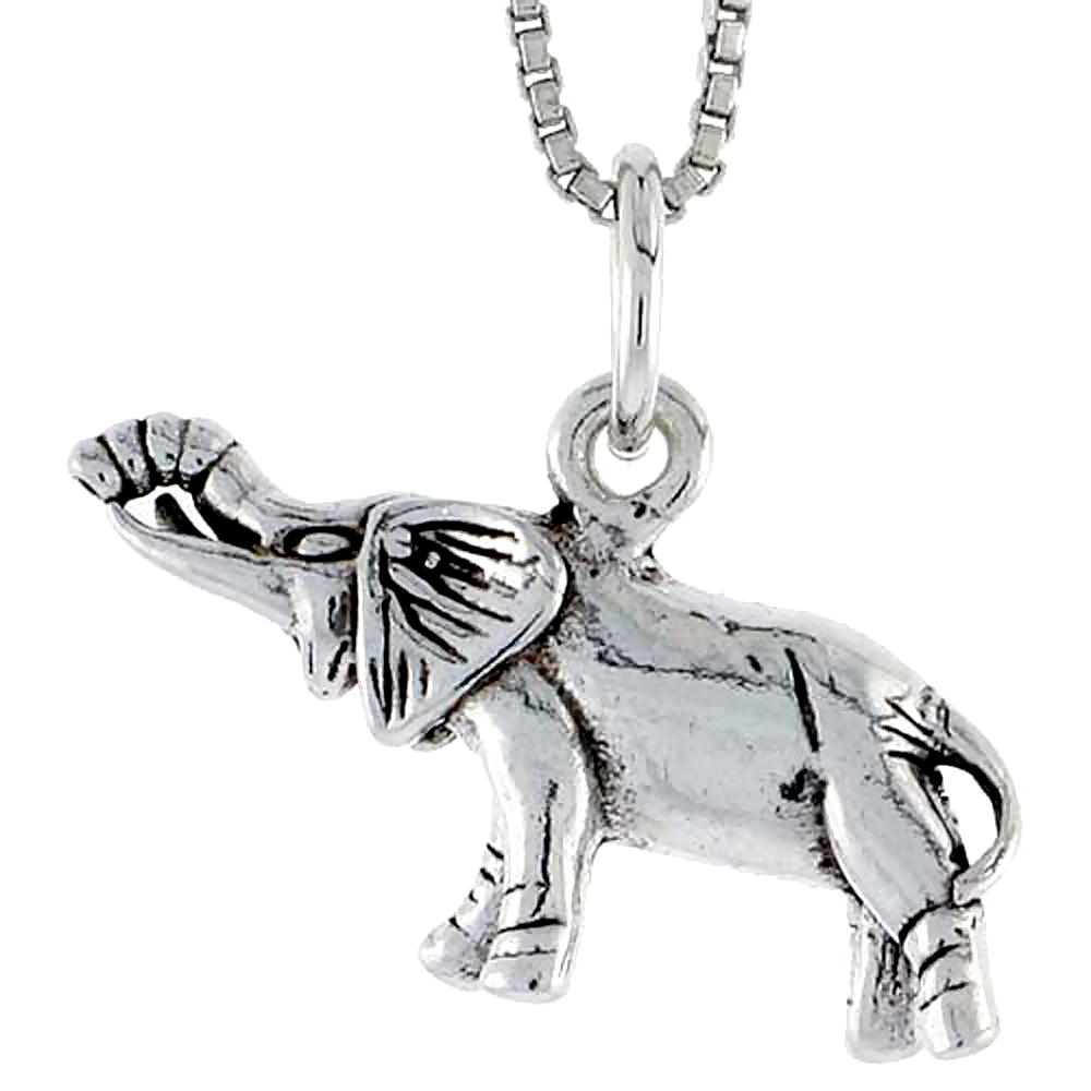 Sterling Silver Elephant Charm, 1 inch wide