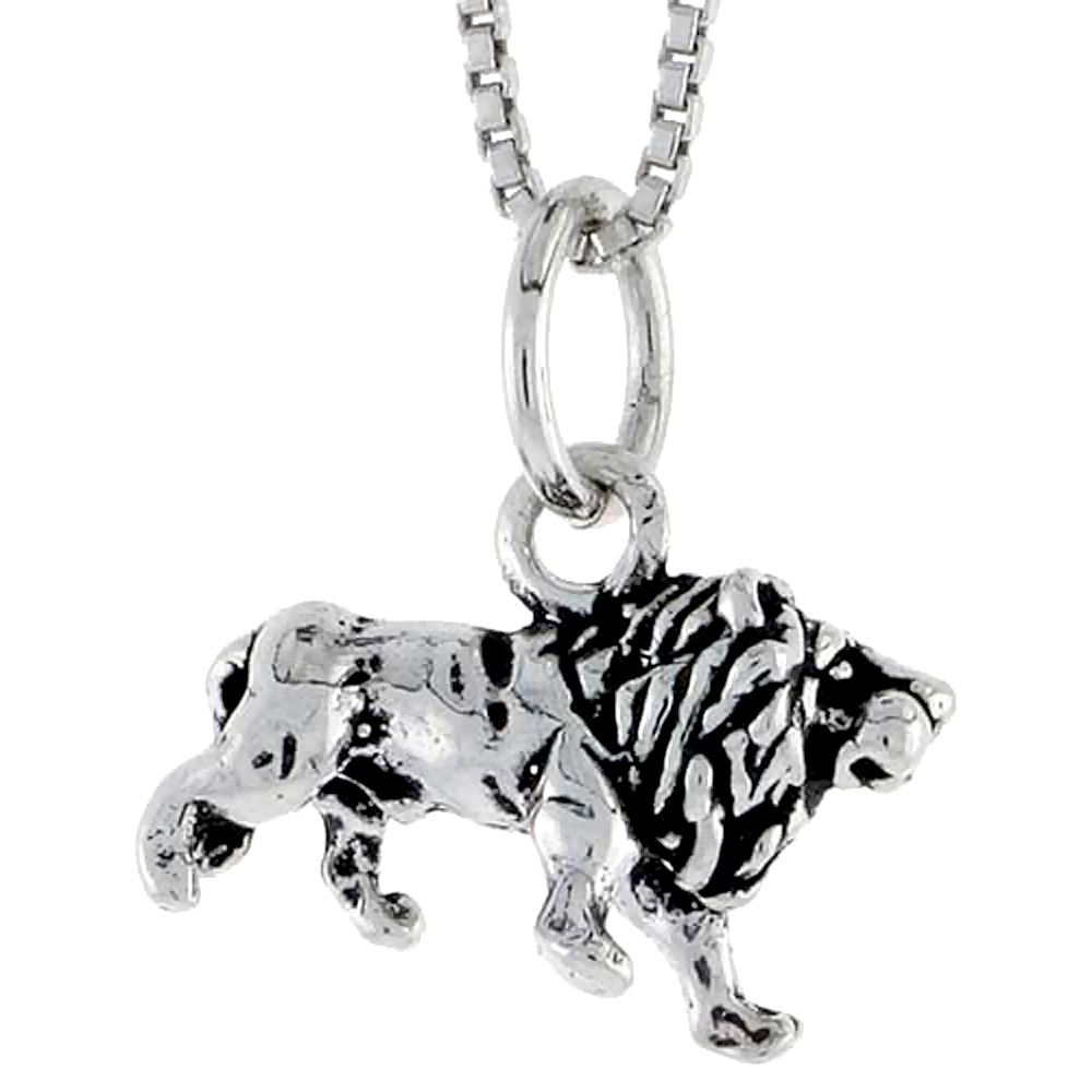 Sterling Silver Lion Charm, 5/8 inch wide