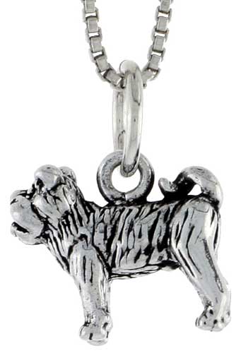 Sterling Silver Bulldog Charm, 1/2&quot; wide