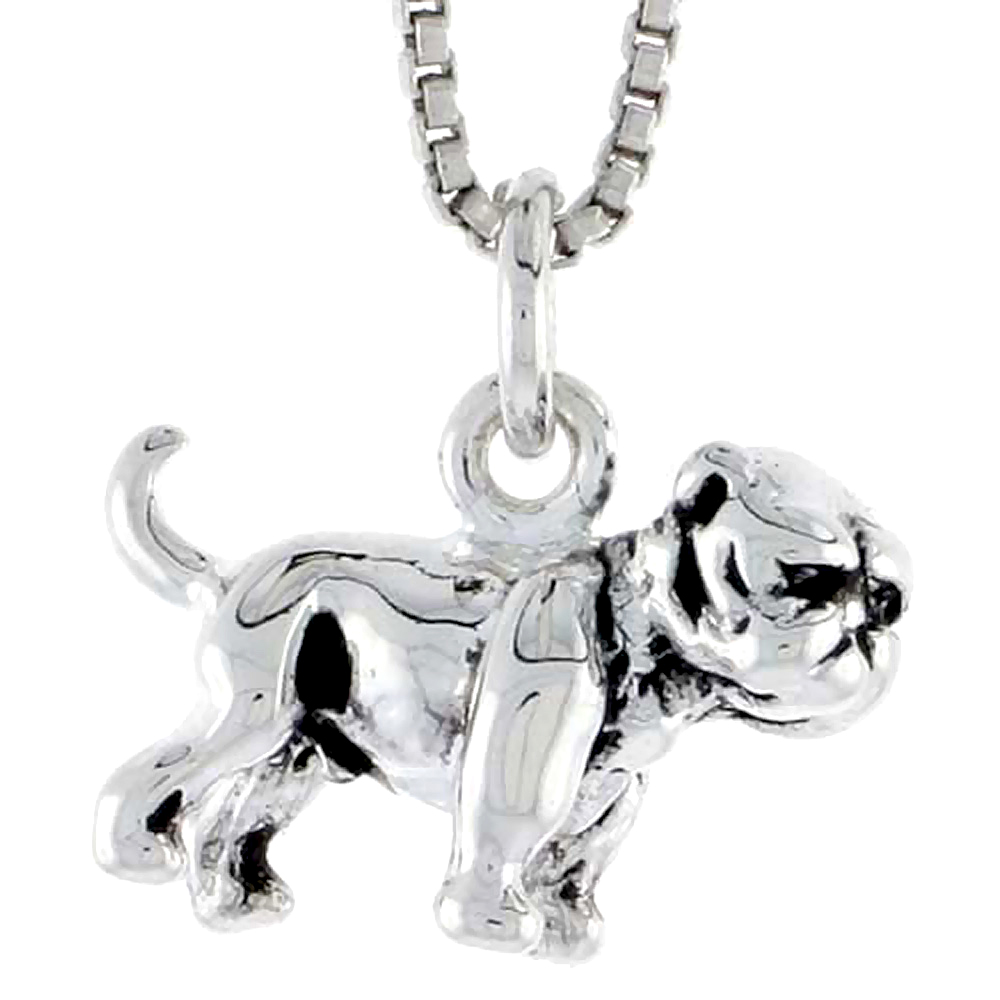 Sterling Silver Boxer Dog Charm, 1/2 inch wide