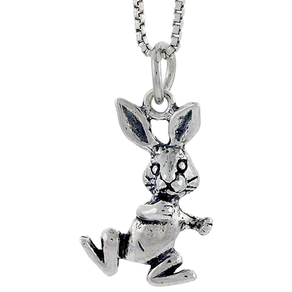 Sterling Silver Bunny Charm, 3/4 inch tall