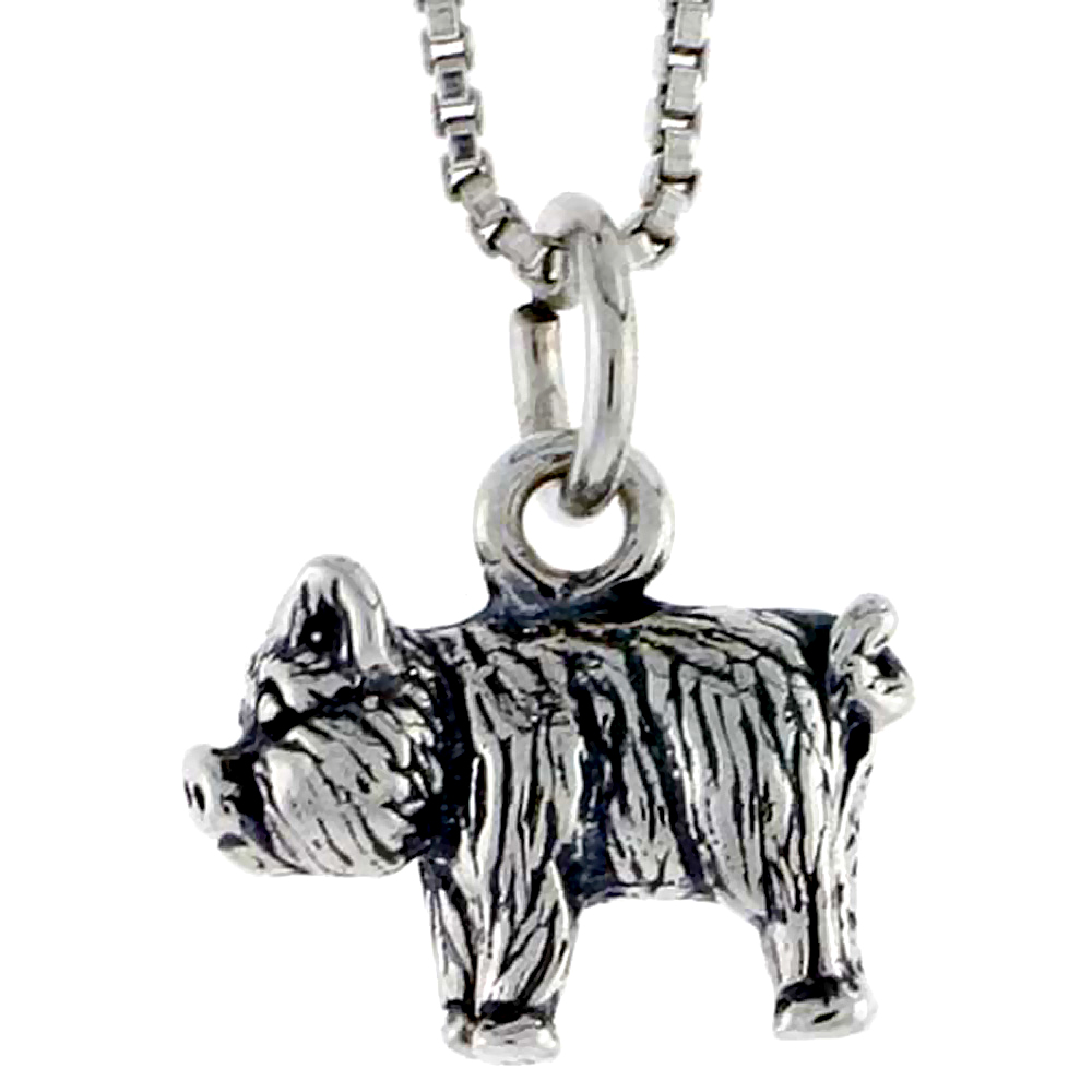 Sterling Silver Pig Charm, 1/2 inch wide