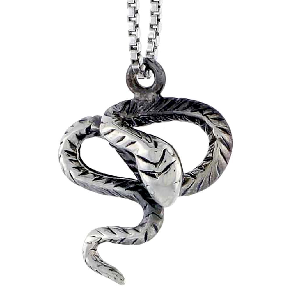 Sterling Silver Forest Cobra Charm, 3/4 inch tall