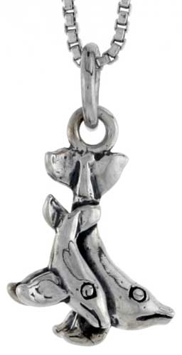 Sterling Silver Double Whale Shark (Adult &amp; Juvenile) Charm. 1/2&quot;tall