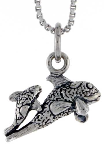 Sterling Silver Mother &amp; Baby Fish Charm, 3/8 inch tall