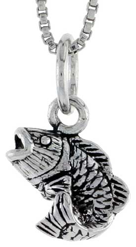Sterling Silver Bass Fish Charm, 3/8&quot; tall