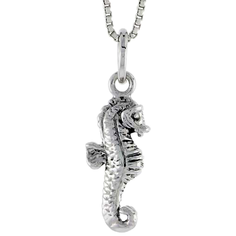 Sterling Silver Seahorse Charm, 3/4 inch tall