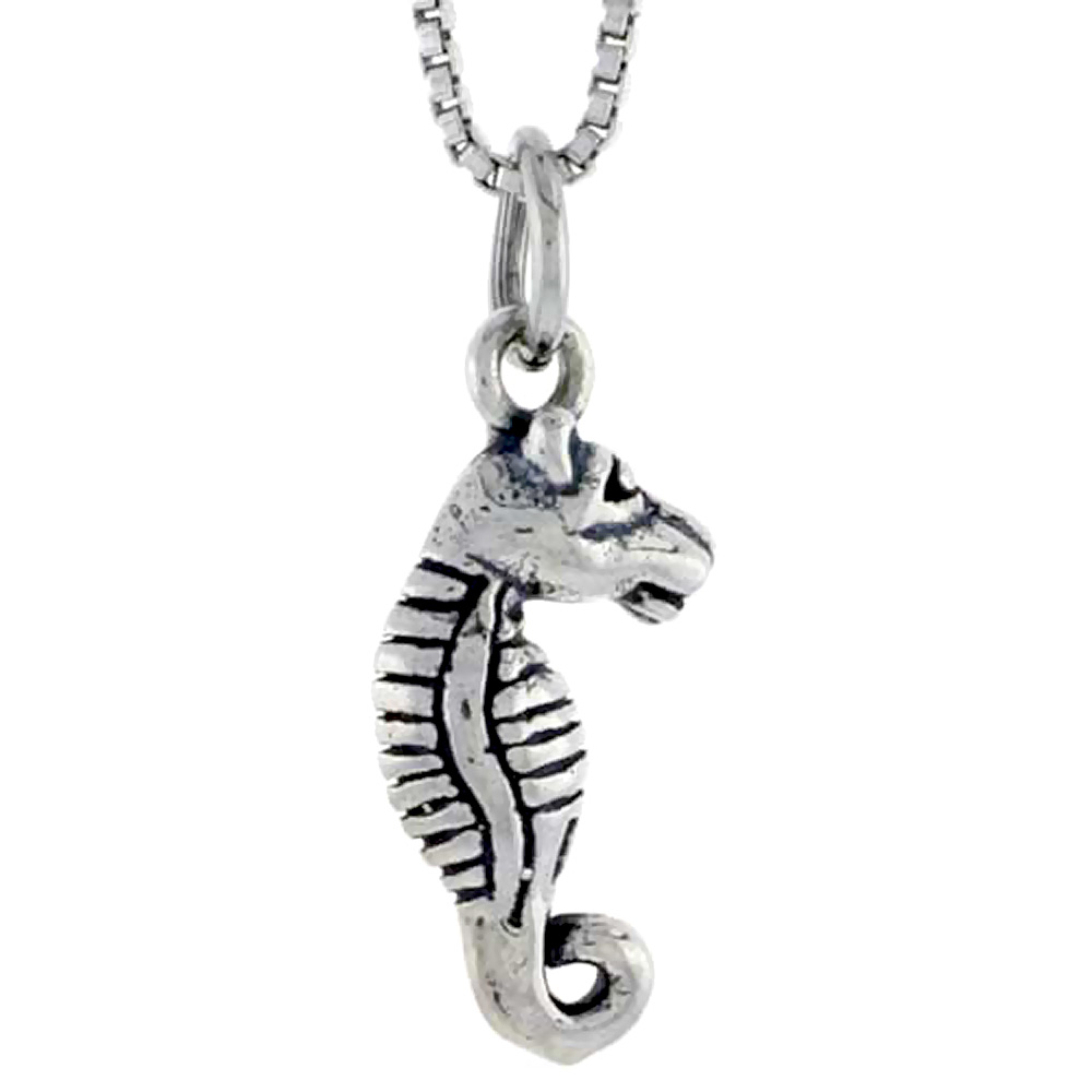 Sterling Silver Seahorse Charm, 3/4 inch tall