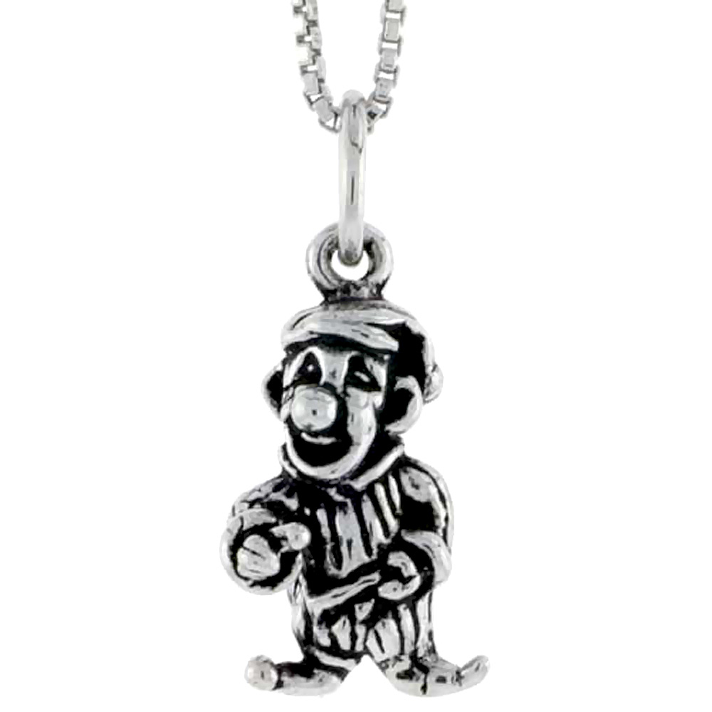 Sterling Silver Clown Charm, 5/8 inch tall