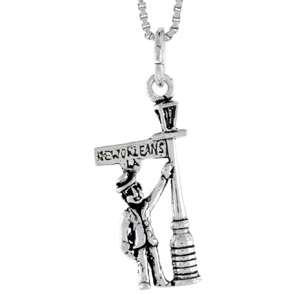 Sterling Silver Man Leaning in New Orleans Light Post Charm, 7/8 inch tall