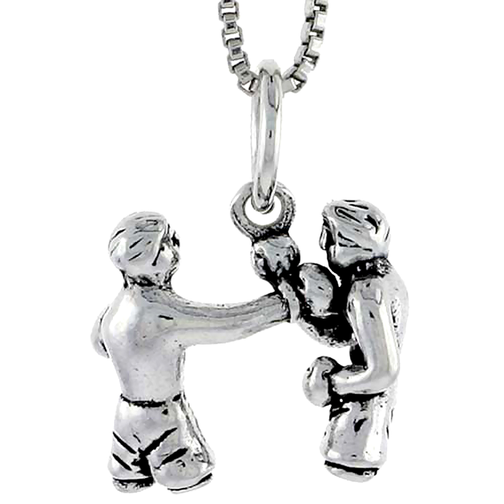 Sterling Silver Boxers Charm, 1/2 inch tall