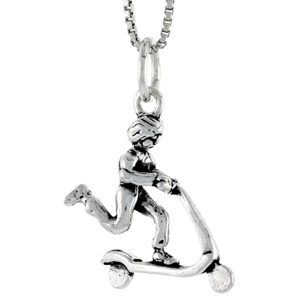 Sterling Silver Boy on Scooter Charm, 3/4 inch tall