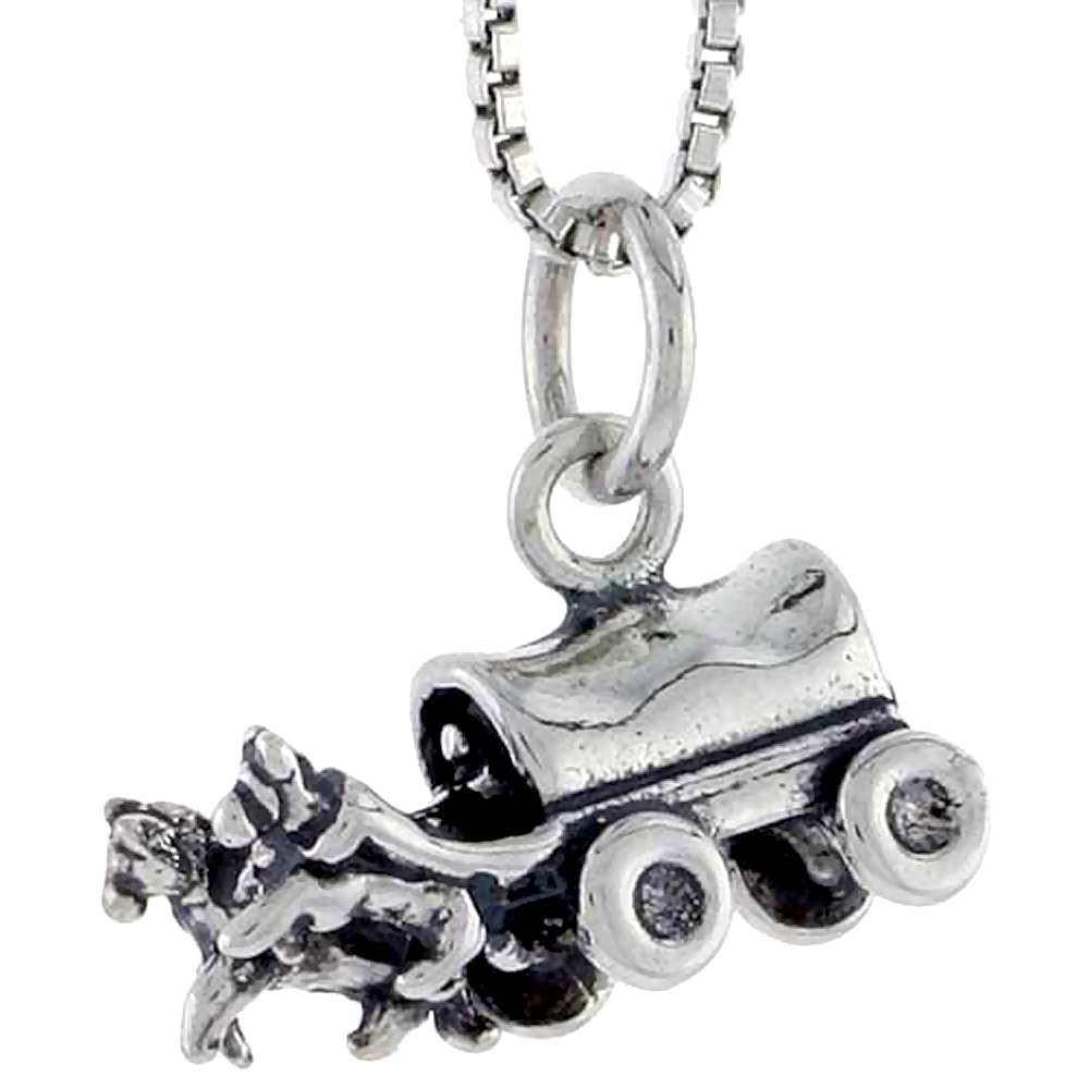 Sterling Silver Western Covered Wagon Charm, 5/16 inch tall