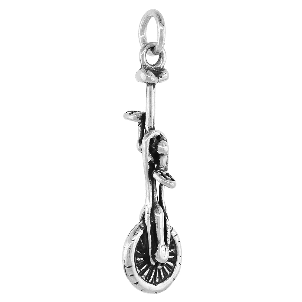 Sterling Silver Unicycle Charm, 1 1/4 inch tall
