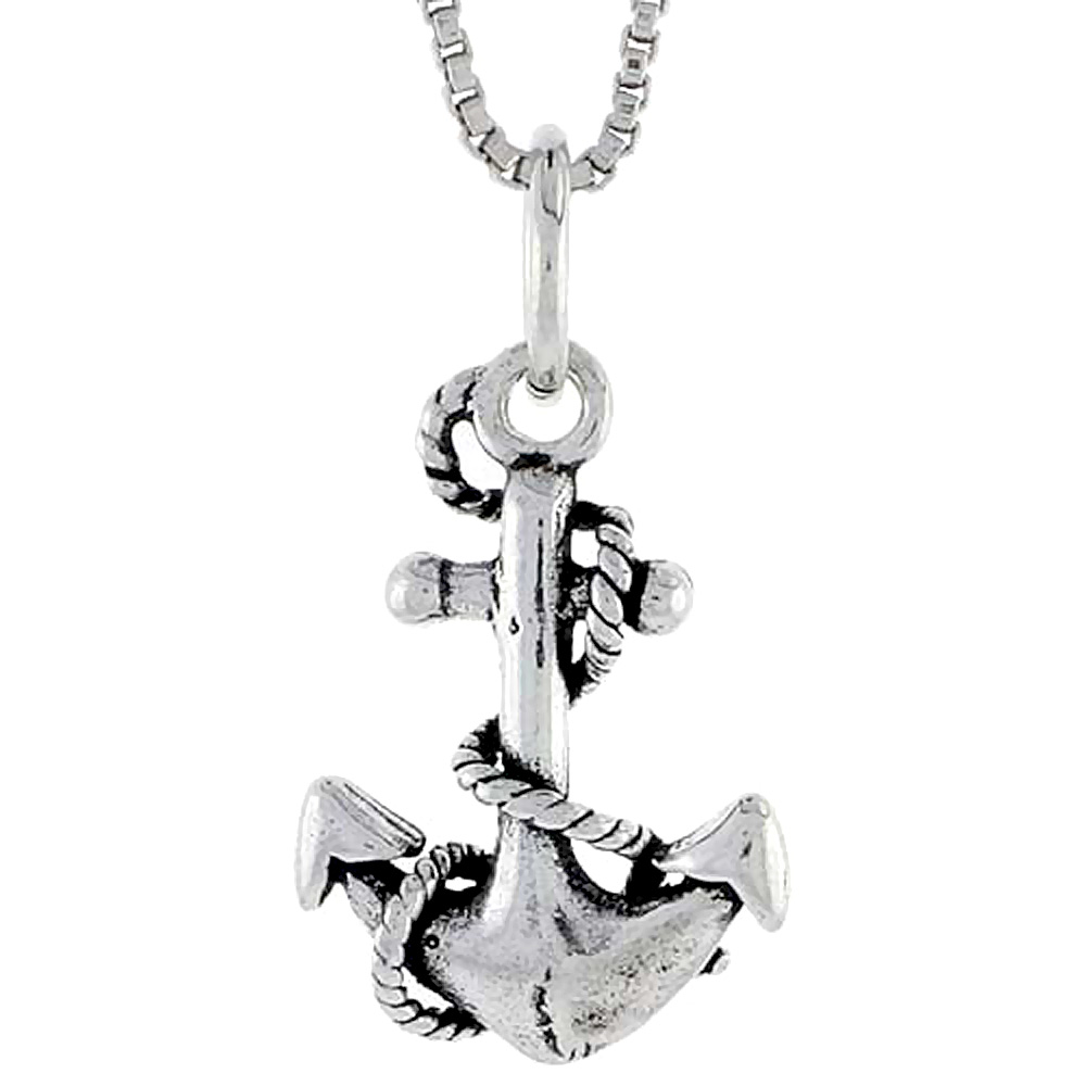 Sterling Silver Anchor Charm, 5/8 inch tall